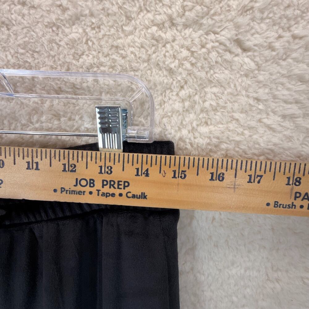 Victoria Secret Medium Wide Leg Snap Black Pants Velour Lux Diamante High Rise - Picture 10 of 13